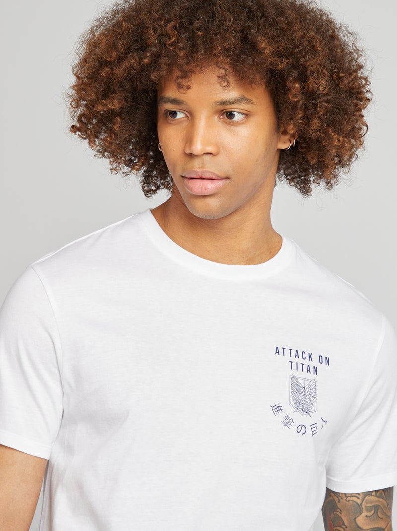 T-shirt 'attaque des Titans' manches courtes blanc - Kiabi