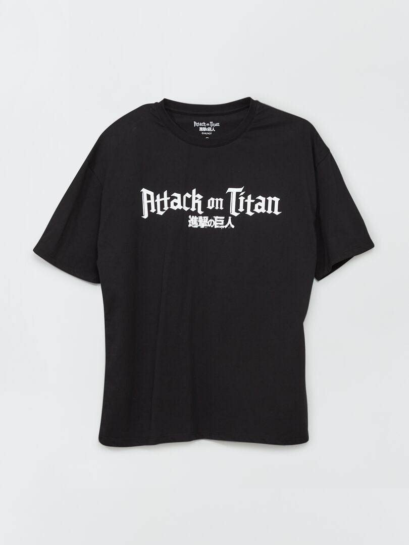 T-shirt 'Attaque des Titans' oversize en jersey noir - Kiabi