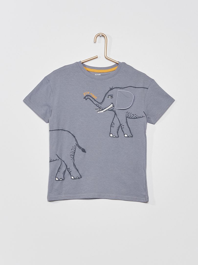T-shirt avec animation 'éléphant' Bleu - Kiabi