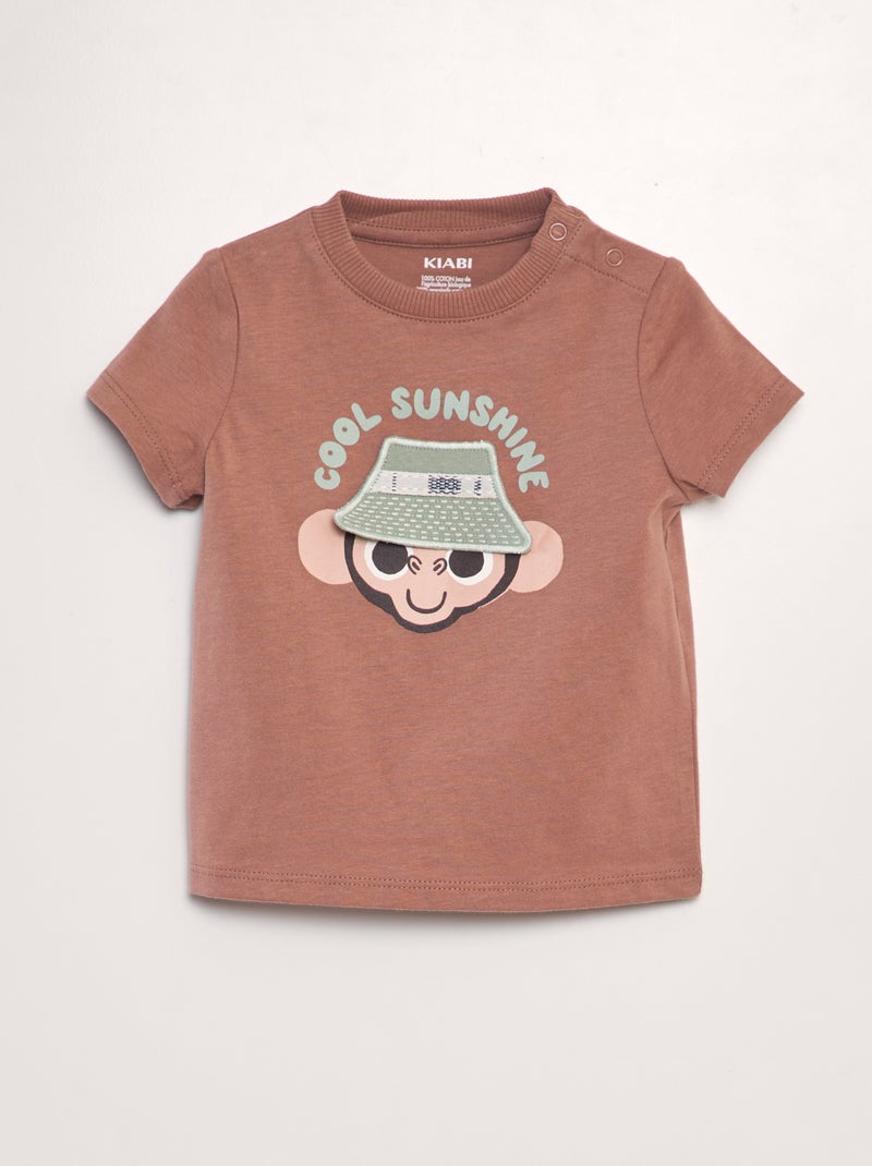 T-shirt avec animation en relief Marron - Kiabi