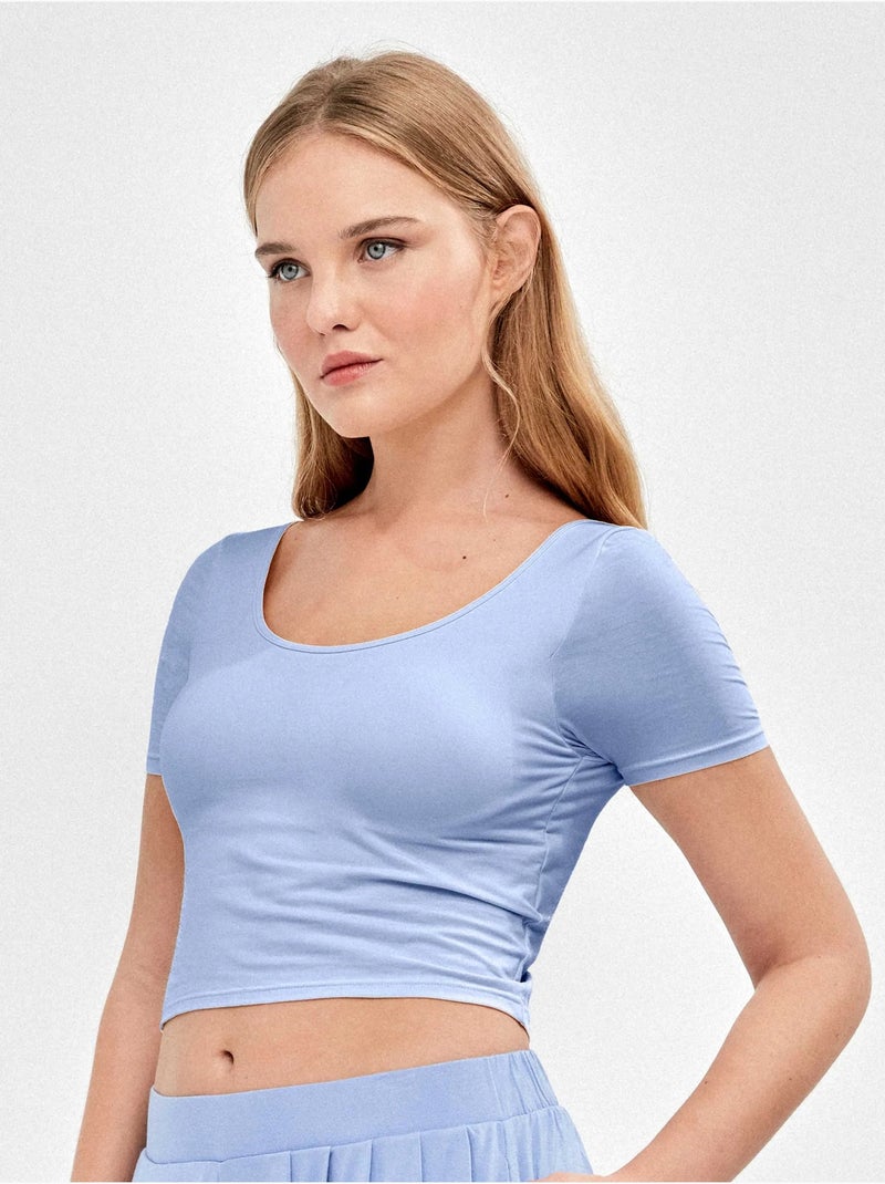 T-shirt avec bonnet fixe Bleu - Kiabi