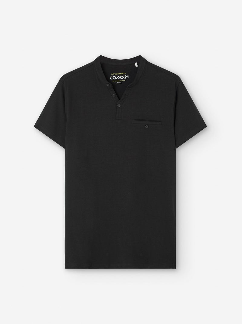 T-shirt avec Boutons et Poche Noir - Kiabi
