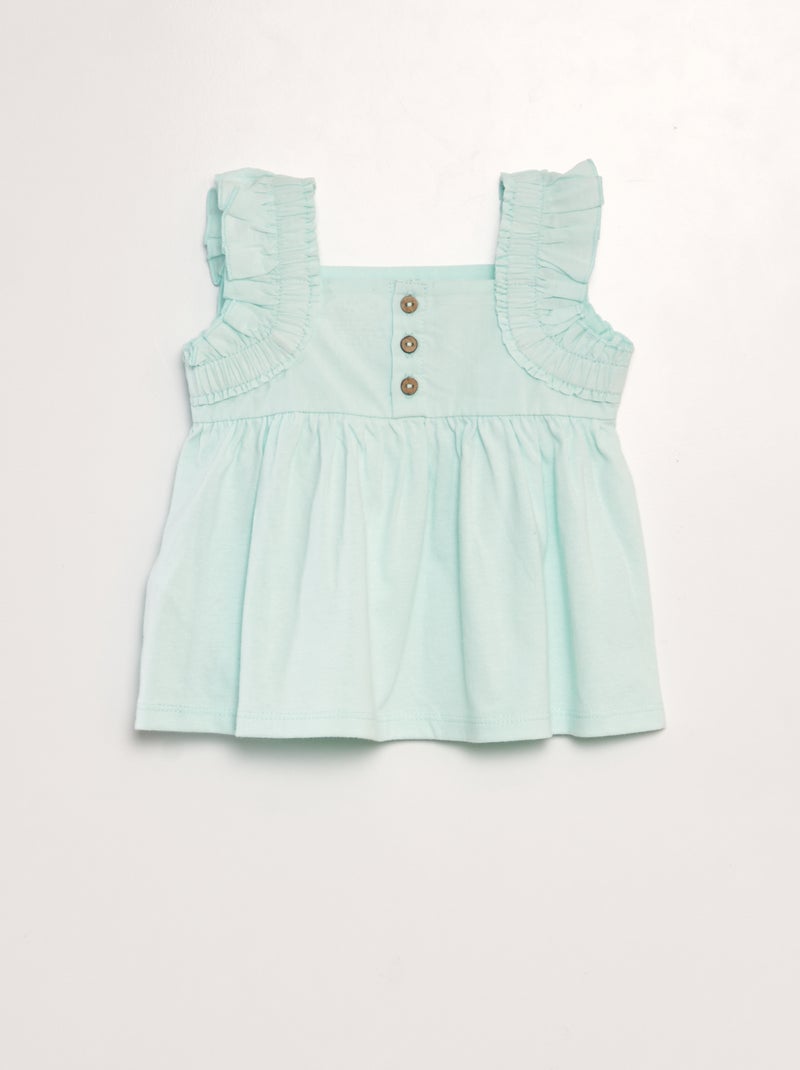 T-shirt avec bretelles volantées Vert - Kiabi