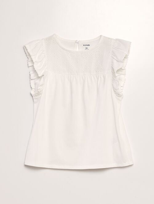 T-shirt avec broderie anglaise - Kiabi