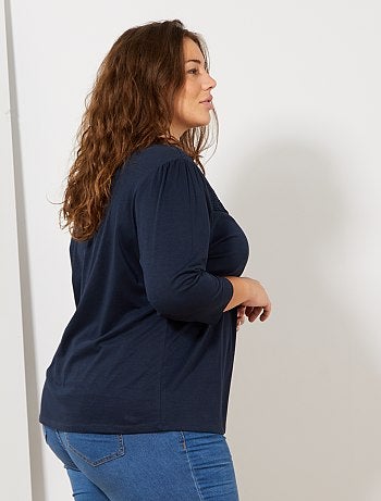 Grande taille femme - T-shirt avec broderie anglaise - Kiabi