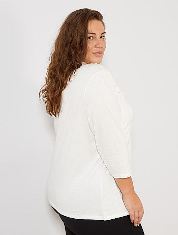 Grande taille femme - T-shirt avec broderie anglaise - Kiabi