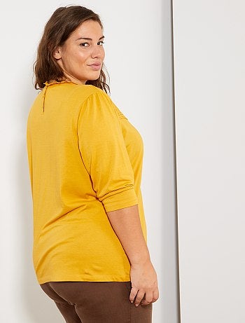 Grande taille femme - T-shirt avec broderie anglaise - Kiabi