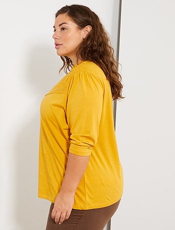 Grande taille femme - T-shirt avec broderie anglaise - Kiabi