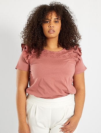 T-shirt avec broderie anglaise