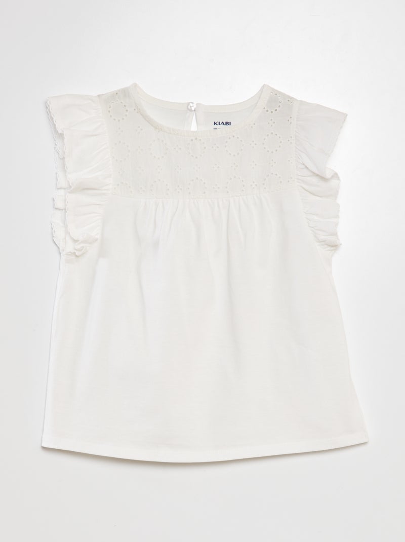 T-shirt avec broderie blanc - Kiabi