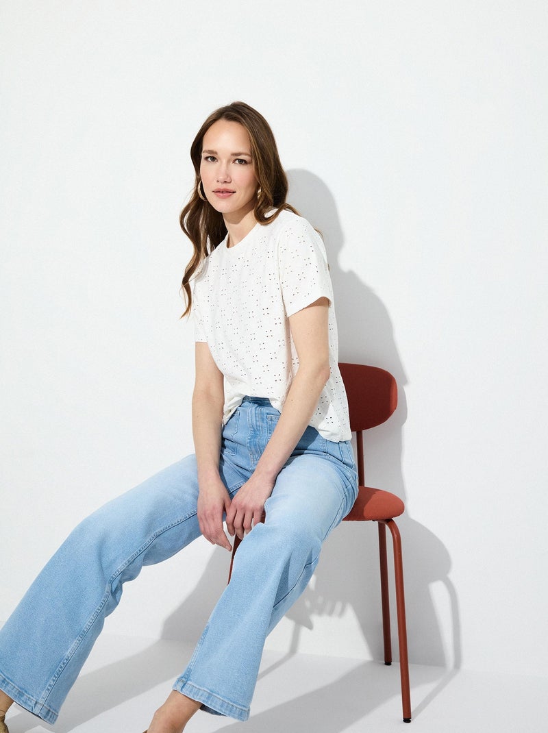 T-shirt avec broderie MO Fashion Blanc - Kiabi