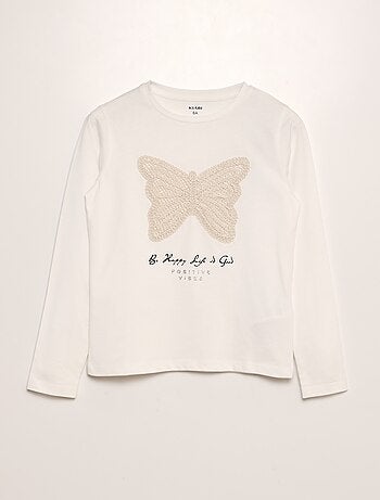 T-shirt avec broderie papillon