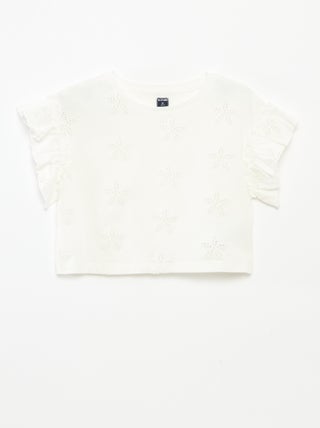 T-shirt avec broderies fleurs