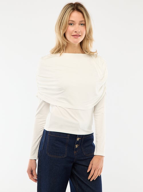T-shirt avec col bateau drapé - Kiabi