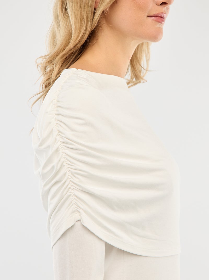 T-shirt avec col bateau drapé Blanc - Kiabi