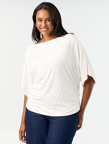 T-shirt avec col bénitier et manches courtes