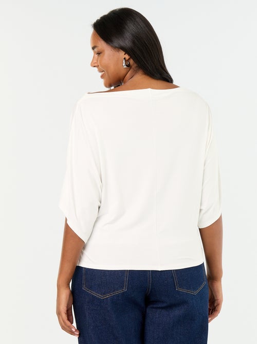 T-shirt avec col bénitier et manches courtes - Kiabi