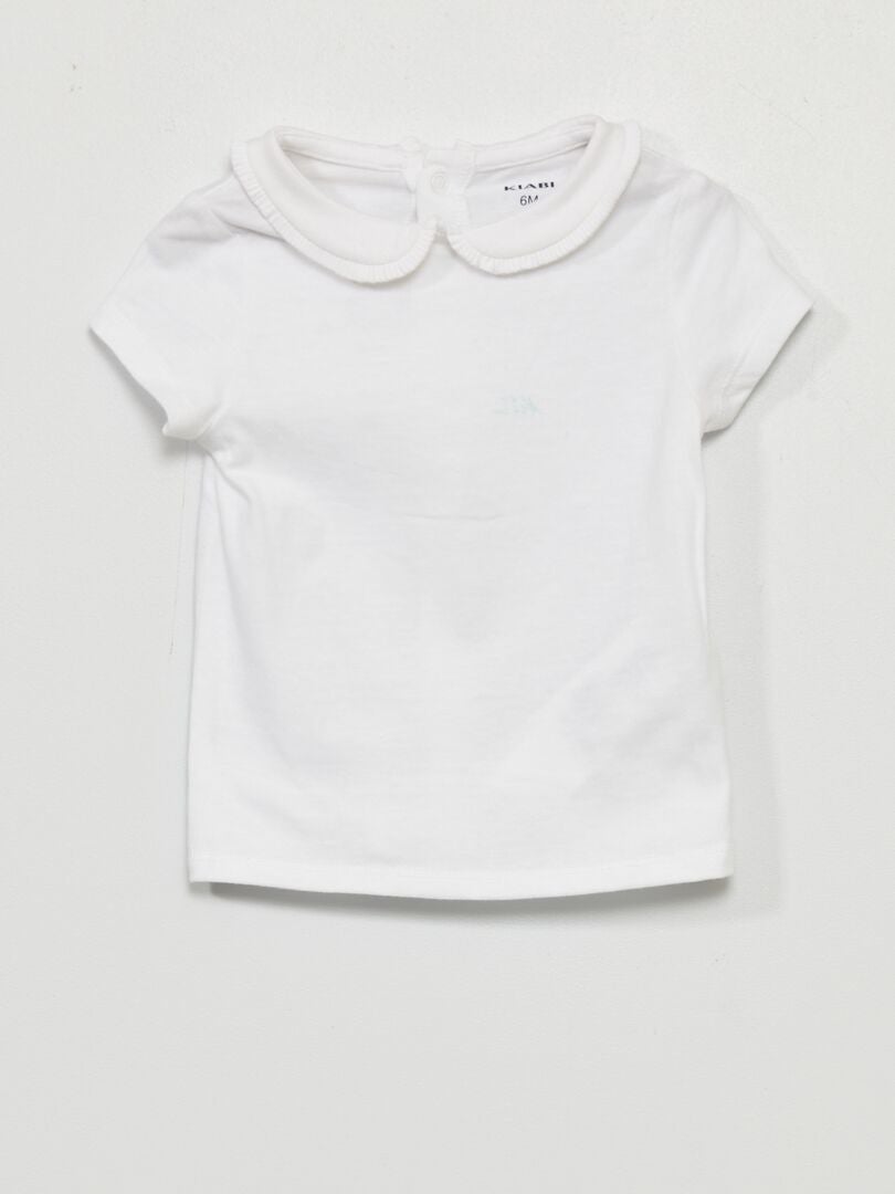 T-shirt avec col claudine blanc - Kiabi