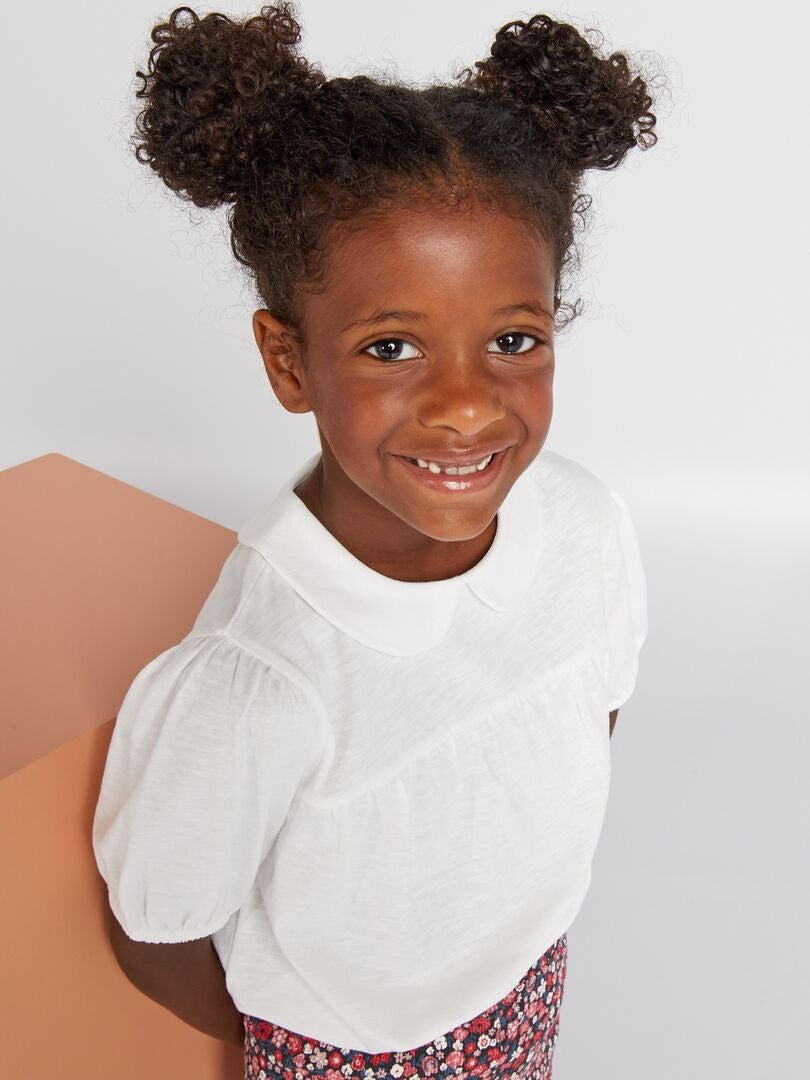 T-shirt Basique Fille F&F Blanc Taille 11-12 Ans – Manches 3/4 Col Rond