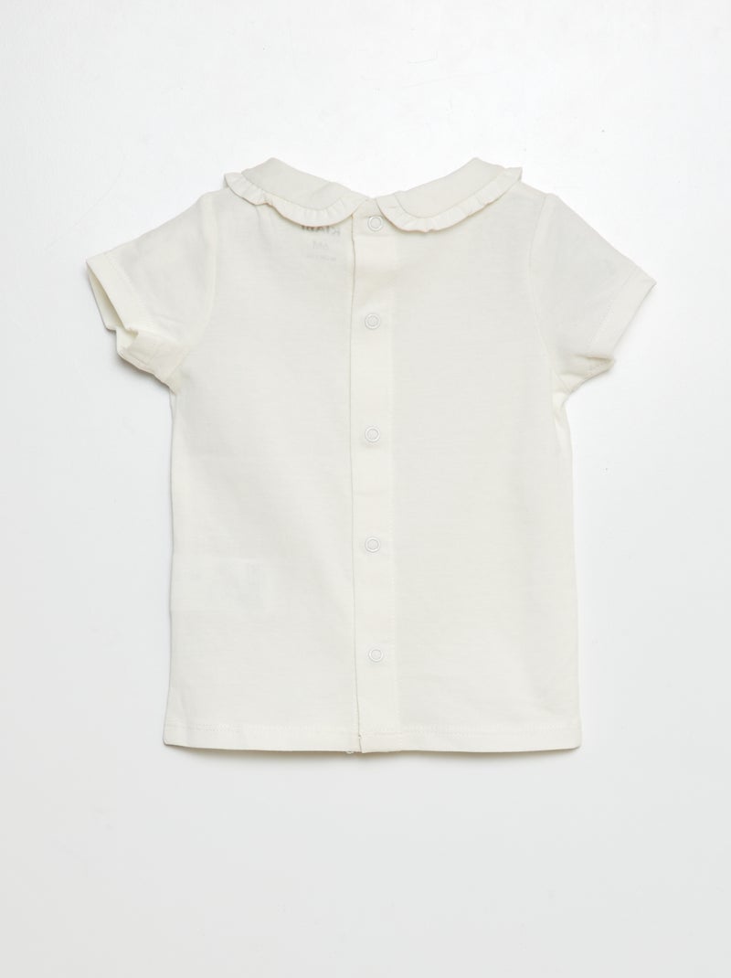 T-shirt avec col claudine blanc - Kiabi
