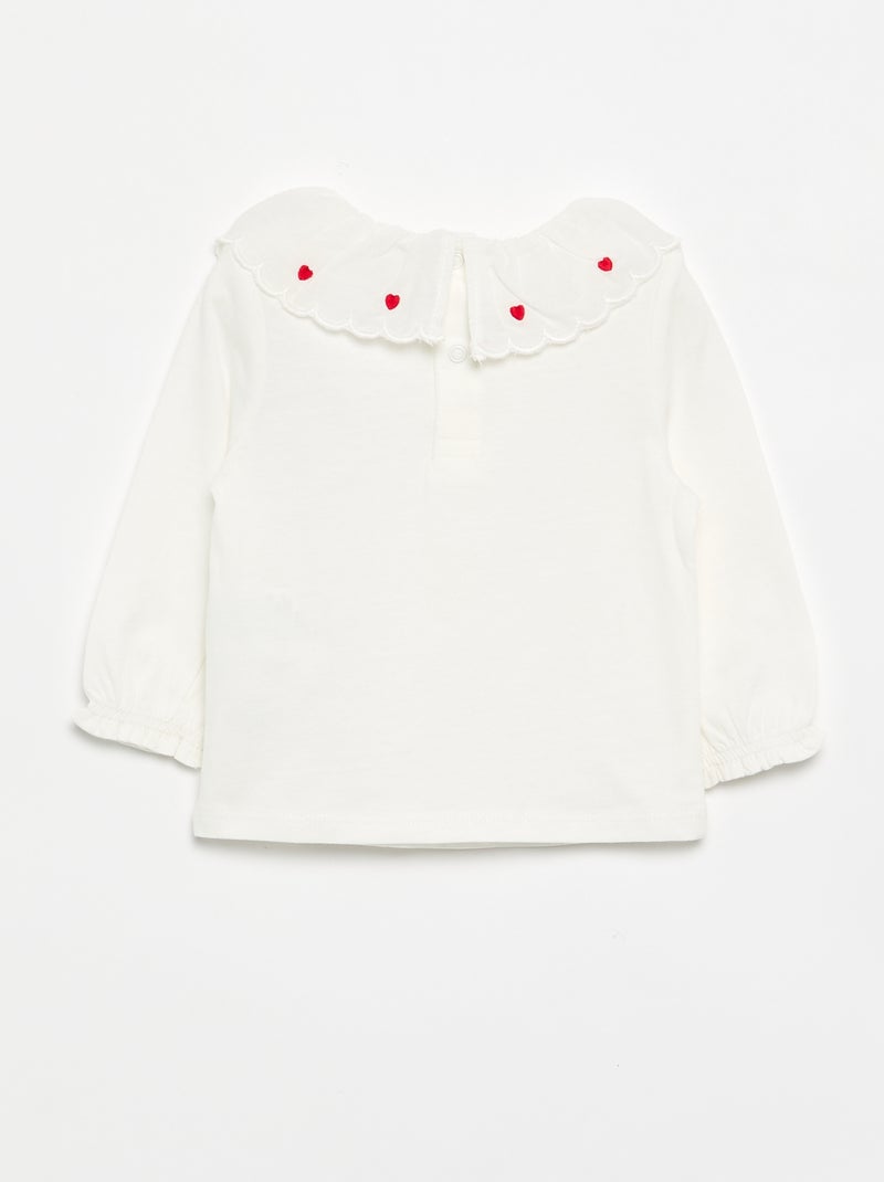 T-shirt avec col Claudine Blanc - Kiabi