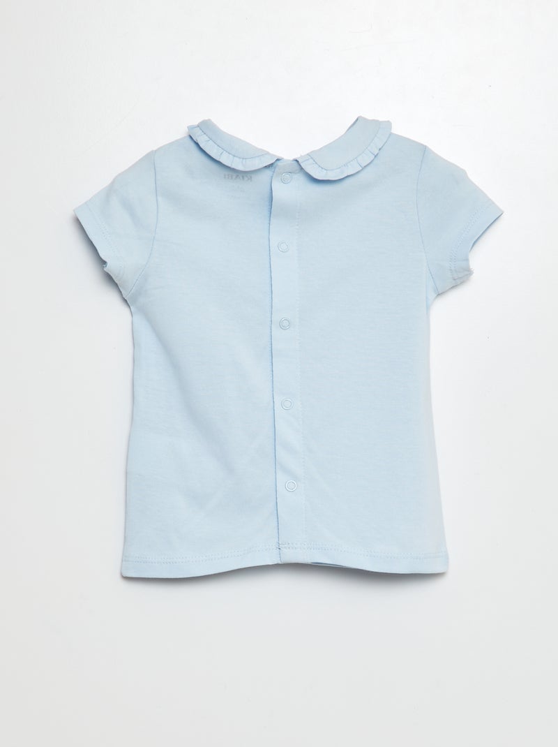 T-shirt avec col claudine BLEU - Kiabi