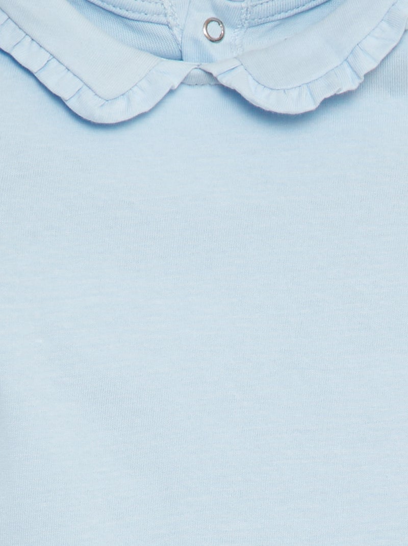 T-shirt avec col claudine BLEU - Kiabi