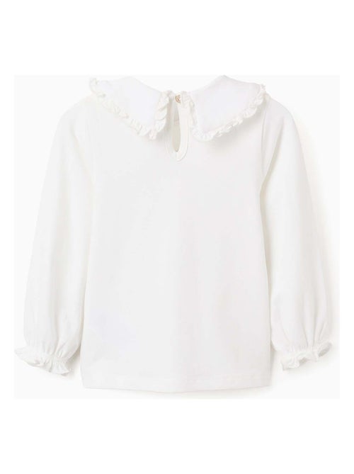 T-Shirt avec Col Claudine et Volants - Kiabi