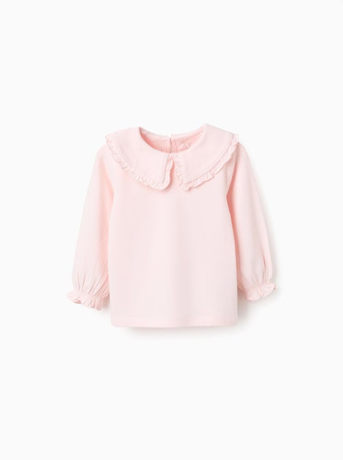 T-Shirt avec Col Claudine et Volants - Kiabi