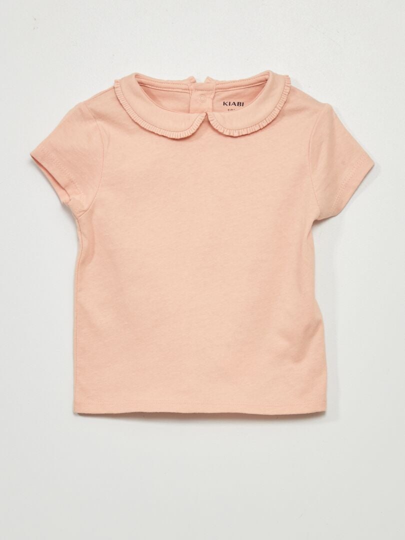 T-shirt avec col claudine Rose - Kiabi