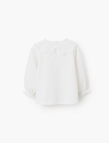 T-shirt avec Col en Broderie Anglaise