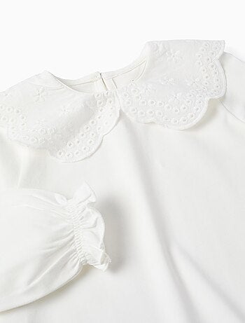 T-shirt avec Col en Broderie Anglaise