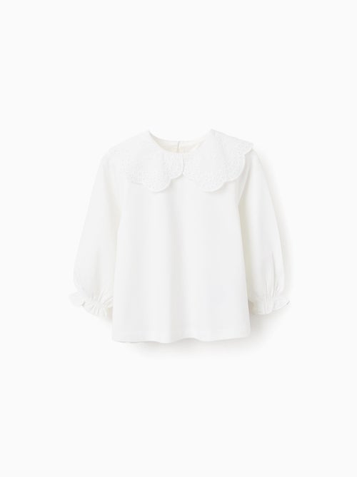 T-shirt avec Col en Broderie Anglaise - Kiabi