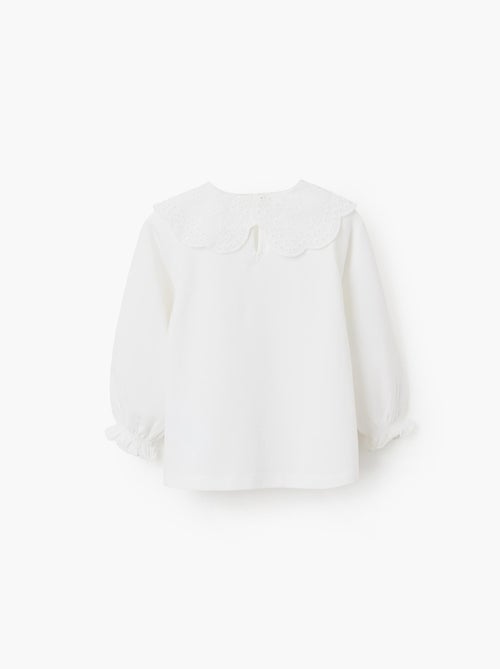 T-shirt avec Col en Broderie Anglaise - Kiabi