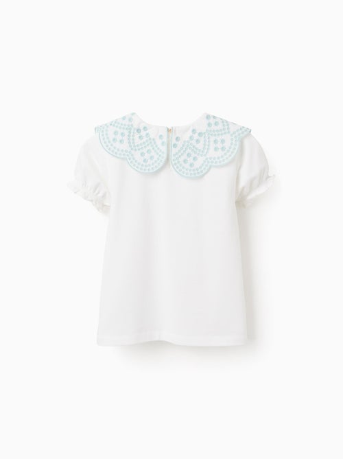 T-Shirt avec Col en Broderie Anglaise - Kiabi