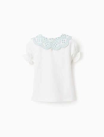 T-shirt avec Col en Broderie Anglaise