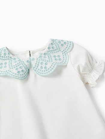 T-shirt avec Col en Broderie Anglaise