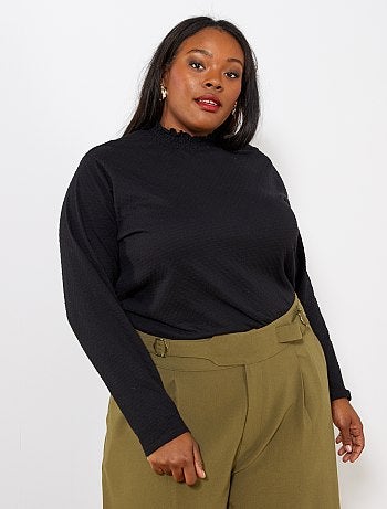 Grande taille femme - T-shirt avec col montant - Kiabi