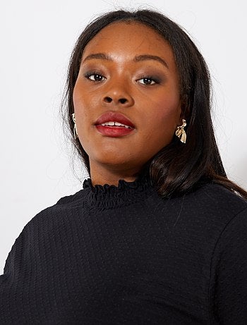 Grande taille femme - T-shirt avec col montant - Kiabi