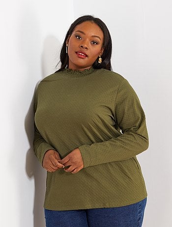Grande taille femme - T-shirt avec col montant - Kiabi