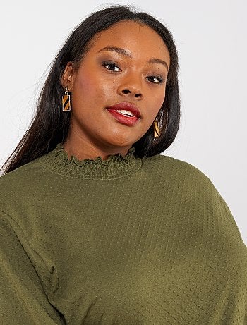 Grande taille femme - T-shirt avec col montant - Kiabi