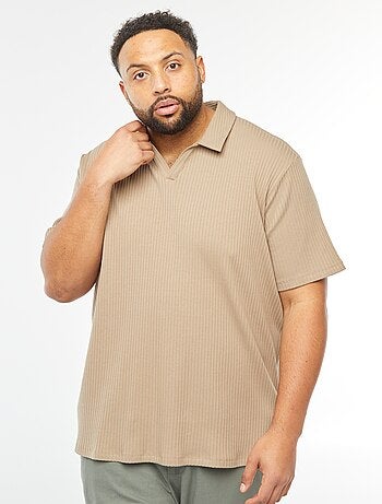T-shirt avec col polo en maille côtelée