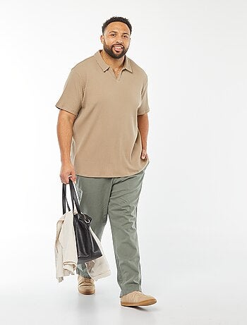 T-shirt avec col polo en maille côtelée