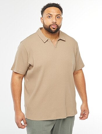 T-shirt avec col polo en maille côtelée