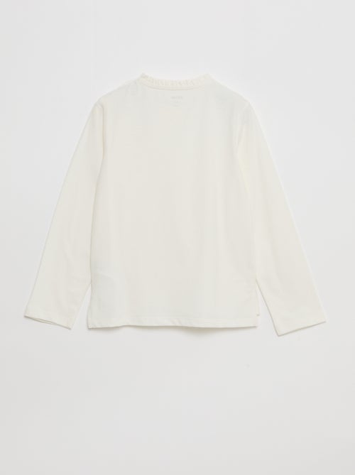 T-shirt avec col rond à froufrous - So Easy - Kiabi