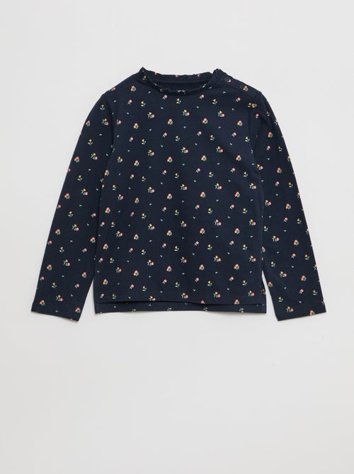 T-shirt avec col rond à froufrous - So Easy - Kiabi