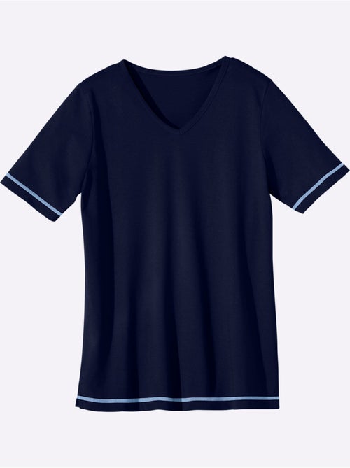 T-shirt avec col V et manches courtes à coutures décoratives - Taille standard - Moda Vilona - Kiabi T-shirt avec col V et manches courtes à coutures décoratives - Taille standard - Moda Vilona - Kiabi