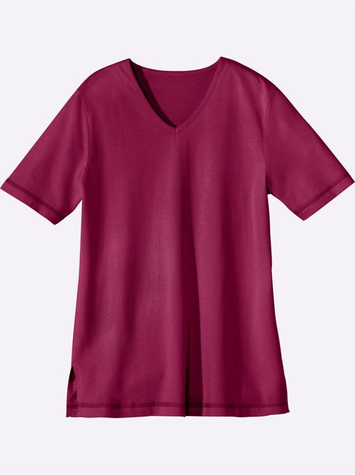 T-shirt avec col V et manches courtes à coutures décoratives - Taille standard - Moda Vilona - Kiabi T-shirt avec col V et manches courtes à coutures décoratives - Taille standard - Moda Vilona - Kiabi