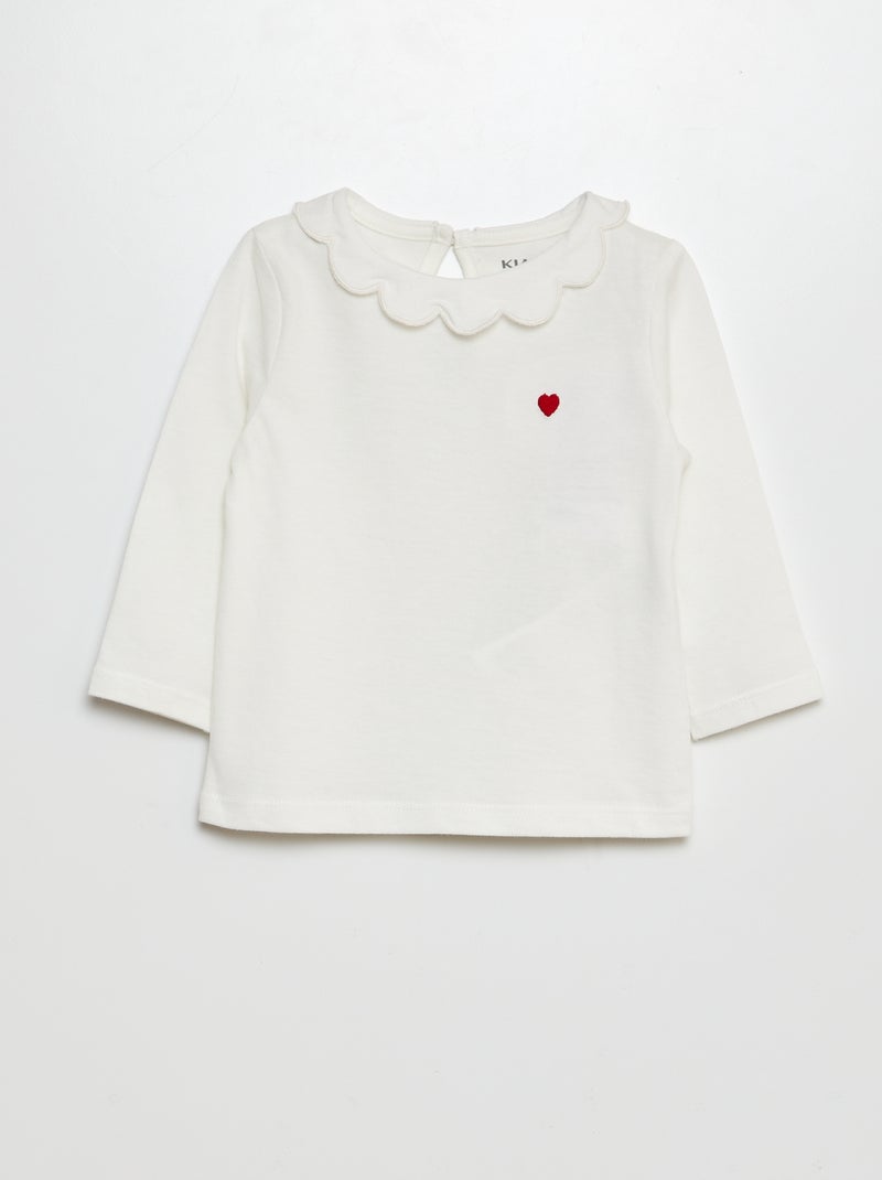 T-shirt avec collerette Blanc - Kiabi