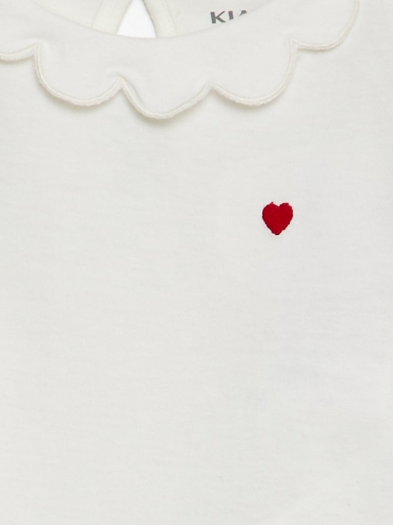T-shirt avec collerette Blanc - Kiabi